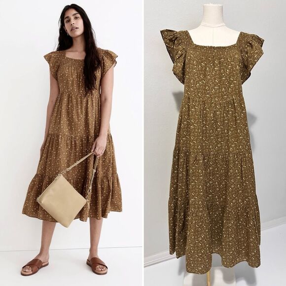 Madewell Dresses & Skirts - Madewell Brown Floral Midi Dress